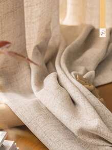 1 pieza Cortina transparente de material de lino moderno - Estilo de lino japonés, diseño de bolsillo para barra, adecuado para sala de estar y dormitorio - Cortina transparente y que filtra la luz, cortina de sala de estar, cortina de dormitorio