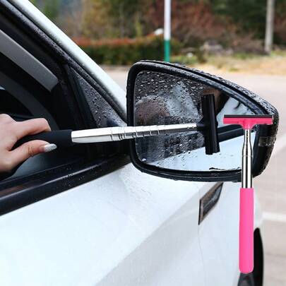 1pc Multi-Functional Car Rear View Mirror Extendable Windshield Wiper, Rain Scraper, Windshield Cleaning Brush