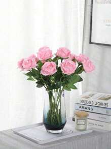 1/6/10pcs Artificial Silk Flowers,Fake Realistic Roses Floral Bouquet Long Stem For Home Wedding Decoration Party,Mother's Day Gift,Flower Baskets, Car Decorations, Dress Accessories,Love Flower Arrangement(Pink), Valentine Day, Gift