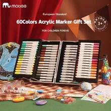 Mobee 新款亚克力马克笔，健康书写，12/24/36/48/60 色绘画马克笔，软笔尖，符合欧洲标准，儿童礼物，书写流畅，健康护理，适用于学校用品，返校 - 彩色 - 查看 8