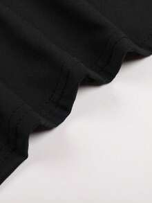 女式可爱猫咪印花圆领短袖休闲T恤 - 黑色 - 查看 3