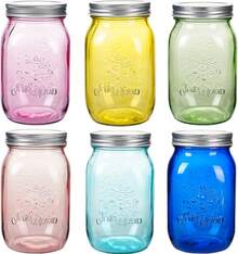 Amzcku 32 OZ Colored Mason Jars With Lids, 6 Pack Wide Mouth Quart Canning Jar, Safe For Storage, Pickling, Preserving, Fermenting, DIY Crafts & DecorSHEIN - Click to Select Colored 16 Oz - View 7