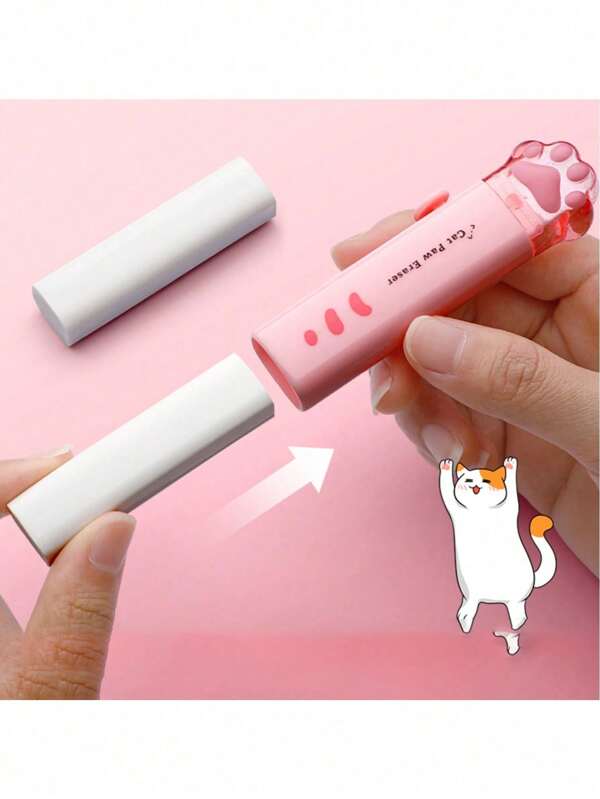 Borrachas retráteis para lápis, borrachas fofas, borrachas com pata de gato, adequadas para materiais escolares, domésticos e de escritório, efeito de cor gradiente, brilhantes e adoráveis, feitas de borracha de alta qualidade, com mecanismo deslizante para uso fácil e rápido, amplamente aplicáveis para estudantes, pintura, provas e materiais escolares de escrita, volta às aulas
