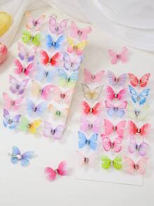 Bộ 10 chiếc kẹp tóc hình bướm hai lớp mini nhiều màu sắc ombre đính đá và ngọc trai dành cho bé gái/thiếu nữ, phụ kiện tóc dễ thương và thanh lịch, phù hợp với tóc mái, tóc tết, kiểu tóc Insta. - Nhiều màu - Xem 3