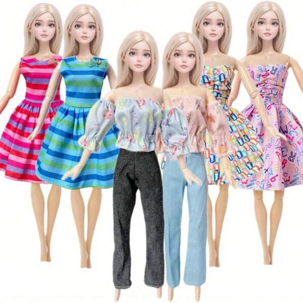 1 Set Doll Clothes 11.5 Inch Doll Party Wear Dress Gown Daily Shirt Pants Sport Outfit Shoes Bag Accessries Gift (Not Include Doll)