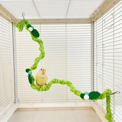 1pc Parrot Climbing Rope, Rope Perch Toy, Interactive Bird Cage Decor, Shape Adjustable For Parrots Like Cockatiel, Cockatoo, Macaw