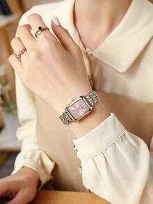 Women's Luxury Stainless Steel Band Casual Square Quartz Wristwatch, Fashion Business Style - Multicolor - View 13