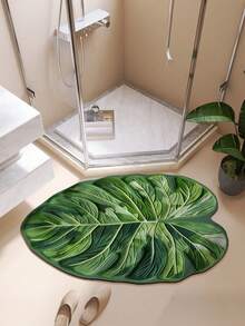 1PC Leaf-Shaped Bathroom Mat, Polyester Bathroom Rug, Super Absorbent, Non-Slip & Easy To Clean, For Bathtub, Bathroom, Toilet & Laundry RoomSuperior Non-Slip Diatomite Floor Mat | Anti-Skid Rubber Backing | Perfect For Bathroom, Kitchen & Shower,Multiple Sizes Available[Bathroom Mat] [Bath Mat][Bathroom Mats] Back To School Bathroom Kitchen Decor - Green - View 2