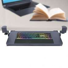 Keyboard Stand, 52x25 Cm Black Under-Desk Keyboard Tray With Sturdy C-Clamp Attachment, Keyboard Stand With 25 Kg Load Capacity, Extendable Platform Computer Tray, Keyboard Tray For Office Situations - màu đen - Xem 4
