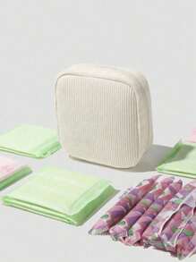 1 pieza Bolsa de almacenamiento de toallas sanitarias rosada, bolsa de almacenamiento portátil, gran capacidad, estilo sencillo, utilizada para almacenar toallas sanitarias, protectores diarios y tampones, una necesidad para las niñas, una buena opción para salir.