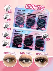 640pcs 800pcs Lash Clusters ,30D 40D 50D 100D Lashes Eyelashes, D Curl Pestañas With Natura Lashes Cluster Eyelash, 0.07 Cluster Lashes Fake Eyelashes, Super Soft Eyelash Clusters Book,Makeup Tools - 粉色 - 查看 4
