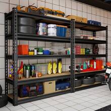 KNERS [3/5 Tier Metal Rack] Heavy Duty 3/5 Tier Metal Storage Rack | 500/2000 Lb Adjustable Shelving Unit With Easy 10-Min Assembly | Floor-Standing Design For Kitchen, Garage, Basement (29.5"X15.7"X15.7", 60"X28"X12", 72"X35.5"X15.8", 72"X45.3"X19.7") - màu đen - Xem 7