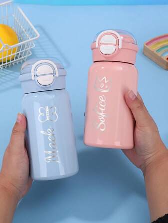 1 pezzo Bottiglia d'acqua personalizzata in acciaio inossidabile con cannuccia in silicone, bottiglia da bere multifunzionale, tazza isolata personalizzata da 500 ml, bottiglia termica a tenuta stagna in acciaio inossidabile con nome personalizzato, regalo ideale per il ritorno a scuola, feste, viaggi, compleanni, lauree per ragazzi, ragazze, adolescenti, multifunzionale, ornamentale, lettera, elegante, moderno, colorato, carino, adorabile, casual, personalizzato, unico, idea regalo perfetta per lui, idea regalo perfetta per lei