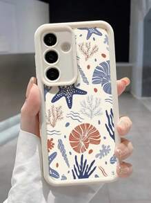 Ocean Octopus Printed Beige Textured Thick Anti-Fall Protective Phone Case, Compatible With IPhone 16/15/14/XR/XS/X/7/8, IPhone 15 Pro Max/13 Pro Max/14 Pro Max, IPhone 13/14/11/12 Pro Max, IPhone 14/7/8/15 Pro Max 13, IPhone 14, IPhone 11, IPhone 12 Pro, XS TPU Soft Anti-Fall Phone Case