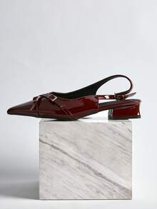 女士平底拖鞋 时尚水钻搭扣凉鞋 后跟带 多功能户外穿着 情人节 圣诞节 冬季圣诞礼物 - 酒紅色 - 查看 1