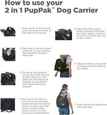 Outward Hound PupPak Dog Front, Medium, – Hands-Hiking & Camping Pet Backpack Small Pets Up To 20 Lbs, Padded Straps, Breathable Mesh,-Resistant, Safety Clip - Ba lô đen - Xem 6