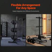 Heavy-Duty Vertical Weight Plate Rack For Home Gym - 1000 Lbs Capacity Barbell Storage With Wheels - Space-Saving Design And Easy Mobility - Black - View 4