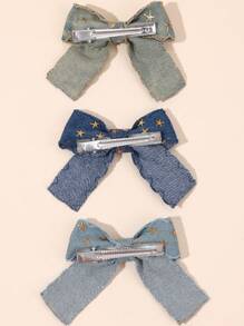 2pcs/6pcs Girls Star Bowknot Hair Clips Hair Accessories For Daily Life