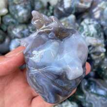 1 pièce de sculpture en forme de cœur en matériaux mixtes, sculpture en quartz rose/fluorite de plume/agate volcanique/agate mousse, parfait pour la collection de la maison et cadeau pour la Saint-Valentin et les vacances, décoration artistique parfaite pour la maison, cadeau en pour les parents