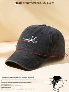 1pc Unisex Outdoor Casual Fashionable Adjustable Size Bicycle Graphic Print Vintage Street Wear Distressed Soft Baseball Cap/Sun Hat, Suitable For Daily Use - A - View 4