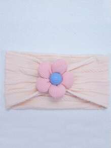 3 قطع شريط رأس زهرة للأطفال البنات، شرائط رأس من النايلون ناعمة لأطفال الرضع والأطفال الصغار، اكسسوارات شعر للأطفال الرضع والأطفال الصغار (بيج، زهري، طني) 3 قطع في المجموعة الواحدة