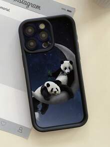 1 件月亮熊图案镂空设计保护壳，防震厚黑色手机壳，兼容 11 Pro Max/12 Pro Max/13 Pro Max/14 Pro Max/15 Pro Max/16 Plus/16 Pro Max、16E、Galaxy A55/A15/S24 Ultra/S25 Ultra、Redmi、OPPO/Realme、VIVO、Infinix、Honor、MOTO、One Plus - 黑色 - 查看 3