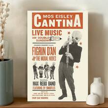 Framed [ Vintage Poster] Vintage   Canvas Wall Art - Mos Eisley Cantina Band Poster Featuring Figrin D'an & The Modal Nodes | D Print, Corridor Artwork, Perfect For Bedrooms, Living Rooms, Or Corridors - Framed - View 4