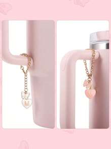 Conjunto de Marcador de Copo com Laço de Silicone e Letra Coração Borboleta, Serve para Copos de 30-40 Oz, Diâmetro da Palha de 9-10mm, Copos de Vidro com Alça, Decoração Fofa de Borboleta Rosa, Copo 40oz/30oz, Capa de Palha de Silicone, Brindes com Encantos de Chaveiro