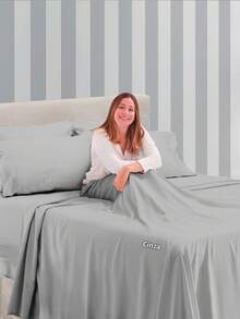 Premium Percal Flex Fitted Sheet - LC - 灰色 - 查看 1