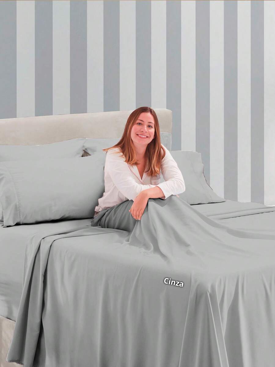 Premium Percal Flex Fitted Sheet - LC - 灰色 - 查看 1