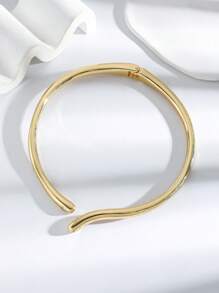 1 pieza Collar gargantilla elegante de aro liso minimalista dorado, joyería personalizada