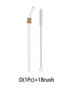 1 件/2 件/5 件/1 套/2 套可爱卡通兔子/熊玻璃吸管,适用于水杯,透明可重复使用的弯曲玻璃吸管,适用于冰沙、奶茶、果汁、鸡尾酒、冷饮、派对用品,彩色可爱卡通设计形状弯曲玻璃吸管可重复使用的学校/夏季用品,适用于毕业季、父亲节礼物。 - 款式1 - 查看 22