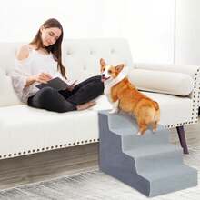 4-Step Anti-Slip Pet Stairs With Removable Washable Cover | Sturdy Support For Elderly & Smaller Pets - Gris - Ver 6