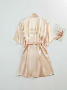 1PC Wedding Bridal Bridal Tinted Robe Silk Robe Wedding Makeup Advanced Dressing Gown Suitable For Hotels, Wedding Parties, Protective Party Wear - Hot Diamond Champagne Chief Bridesmaid - View 2