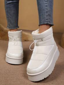 Outdoor Waterproof Women's Snow Boots, Thick Sole With Faux Fur Lining, Warm, Suitable For Northeast China - 白色 - 查看 4