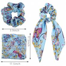 Scrunchie Hair Accessories - Chiffon Hair Scarf Bandana, Scrunchies, Ribbons, Ponytail Holders, And Bow Scrunchies For Women (6PCS) - 五彩斑斕的蝴蝶 - 查看 2