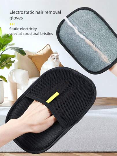 1 zwarte handschoen voor het verwijderen van statische haren | Kattenhaarverwijderaar | Reinigingstool voor het hele gezin | Verwijdert dierenhaar van dieren, banken, matrassen en kleding | Gebruiksvriendelijk, verandert haar in strips met één beweging. Dit product is geen universeel model. Controleer of de maat van het product geschikt is voordat u het koopt;
