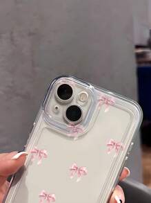 1 Stück Kundenspezifische Ins-Stil Rosa Schleife Muster Full Body Anti-Rutsch Transparent TPU Handyhülle passend für 16 Pro Max/15/14 Plus/13 Pro/12 Pro Max/11/Xs Max/8/7