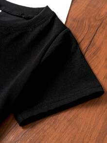 Big Brother Loading 2025 Graphic Boys' T-Shirt - 100% Cotton Short Sleeve Round Neck Casual Top With Playful Letter Print & Stars/Hearts Design For Spring Summer - Black/White, Sibling Celebration Shirt, Fun Sibling Theme, Comfortable Kids Wear, Sibling Announcement Tee, Siblings Gift - 黑色 - 查看 5