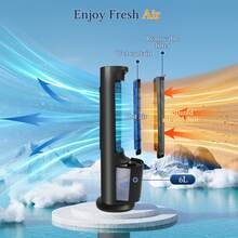 1pc 3-In-1 Tower Fan, Humidifier, Evaporative Cooler With Remote Control, 6L Water Tank, LED Display, Oscillating, Timing, 3 Modes, 3 Speeds, Low Noise, Handle, Child Lock, Energy Efficient, Black - View 6