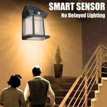 1个升级版三面太阳能人体感应灯，灵敏感应，即时开关，暖黄色光，适用于墙壁和栅栏 - 黑色 - 查看 9