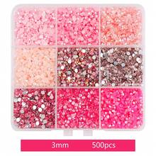 9-Grid Mixed Color ~4500pcs 3mm Resin Jelly Rhinestones Set, Sparkling Non-Hot Fix Flat Back Gems, For DIY Crafts, Idol Lightsticks, Clothing, Glassware, And Decorations | Multi-Purpose Craft Beads, Craft Rhinestones - Multicolor - View 9