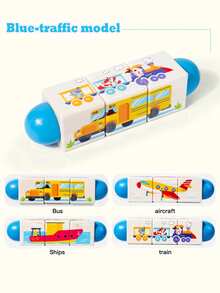 儿童木制动物旋转拼图积木婴幼儿0-3岁手抓玩具早教动物认知水果蔬菜认知交通认知益智玩具 - 彩色 - 查看 12