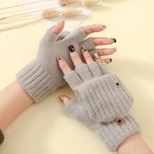 1 件儿童露指手套，冬季保暖半指翻盖针织手套，适合男孩女孩青少年，防寒 - 翻蓋手套 - 查看 12
