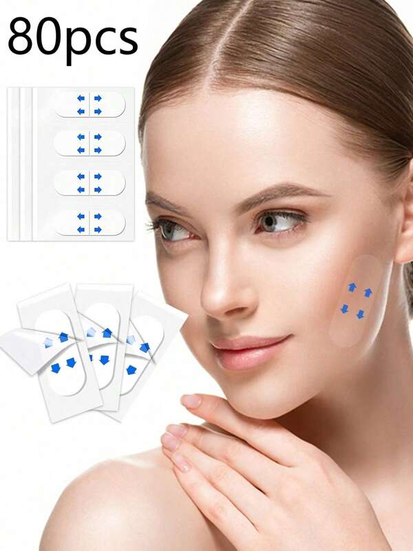 80/40/4 Stücke sofort straffendes transparentes wasserfestes elastisches Liftingband für das Gesicht, unsichtbares Make-up-Band für Doppelkinn und Nacken, Gesichtsstraffung, transparentes unsichtbares kleines V-Linien Band für Augen und Nacken