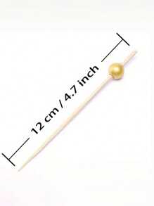 500/200/100PCS Cocktail Picks, Fancy Toothpicks For Appetizers, Decorative Skewers For Appetizers Drinks Party Fruit, 4.7 Inch Long Wooden Bamboo Gold Ball Food Sticks Charcuterie Boards Accessories
