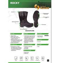 Bota Lluvia Unisex Impermeable Uso Rudo Corta Rocky - Negro - Ver 4