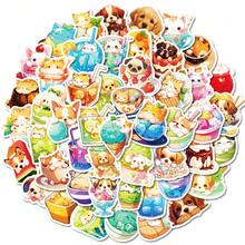 [50 张可爱卡通贴纸] 50 张可爱卡通乙烯基贴纸 | 食物、猫、狗主题，适用于笔记本电脑、水瓶、头盔、摩托车、吉他 | 适合宠物爱好者、圣诞节或奖励的有趣装饰礼物 - 彩色 - 查看 5