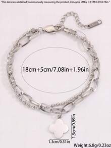 Camhanno 1 件前卫银色不锈钢手链，具有独特的心形设计和优雅的特点，适合派对礼物和休闲穿着，风格可爱，风格简约，可作为备用配件