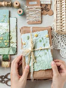 23pcs/Pack Vintage Dual-Material Embossed Floral Botanical Series Paper, Lightweight Retro Texture, Suitable For Diary, Scrapbooking, Decoration, Background